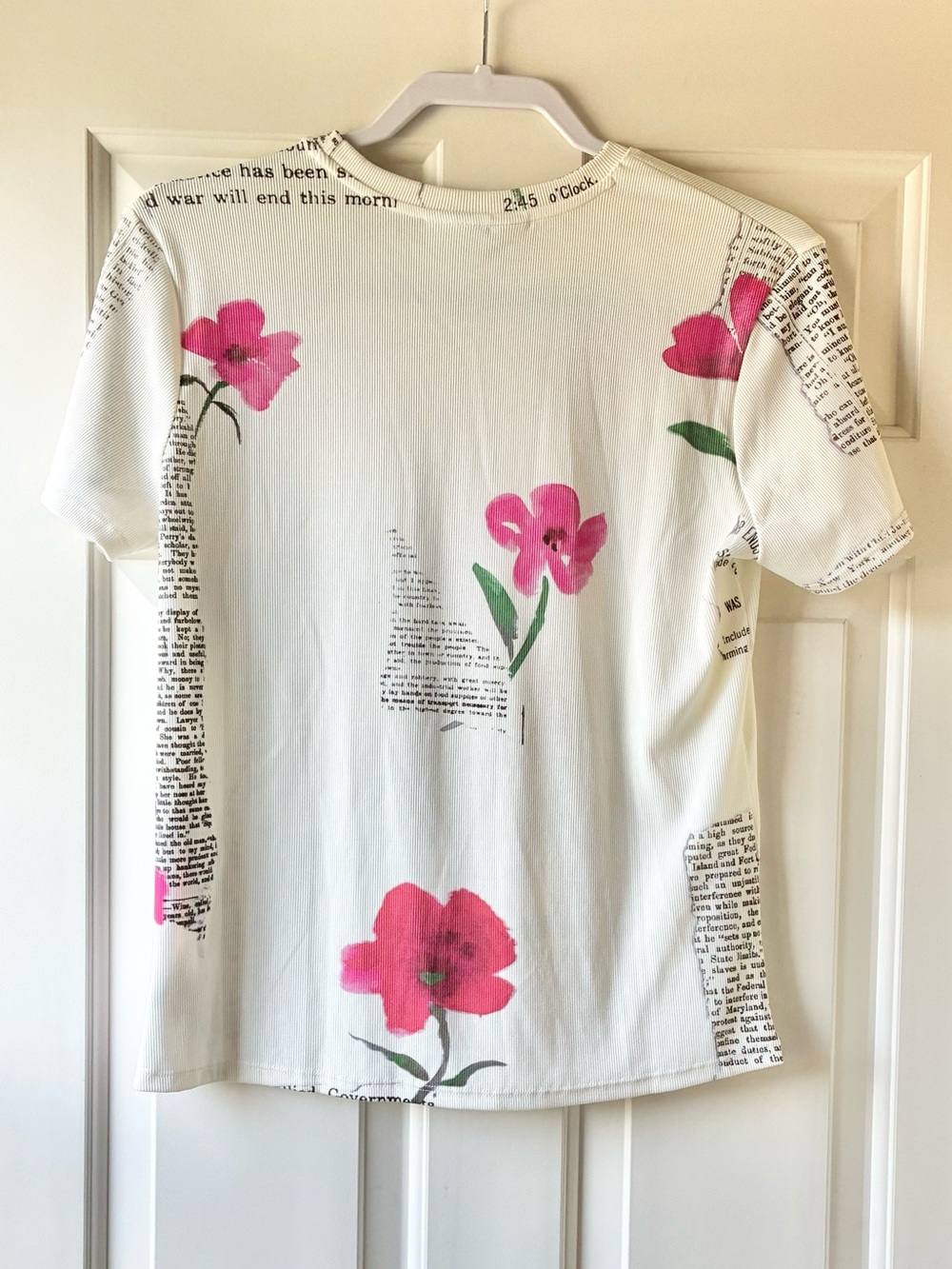 Desigual Floral Newspaper T-Shirt Short Sleeve Size L NWOT - Picture 10 of 16